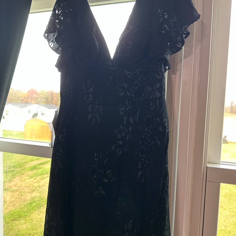 Azazie Vicky Black Burnout Slate Maxi Dress - Picture 4 of 10